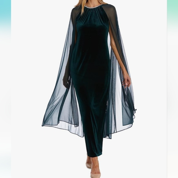 Velvety Blue Formal Winter Dress - Picture 2 of 12